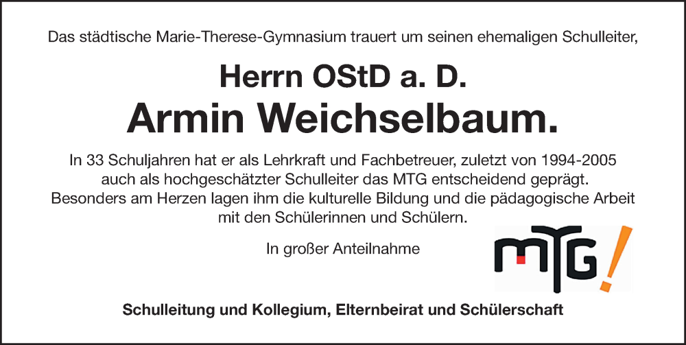 Armin Weichselbaum Traueranzeige 1